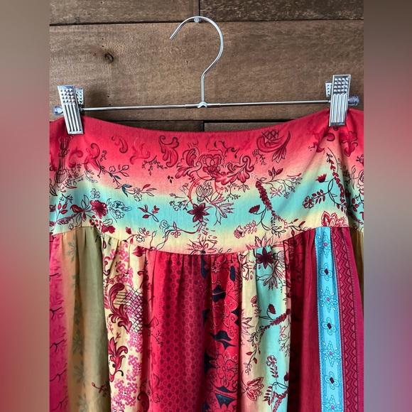 Y2K Sunset Patchwork Boho Skirt Festival Cottagecore Dream 100% Cotton Size 8 - Picture 3 of 10